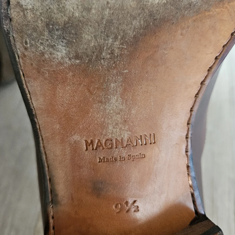 Magnanni Manolo Medallion Toe Oxford Cognac 20518 Men's Size 9.5